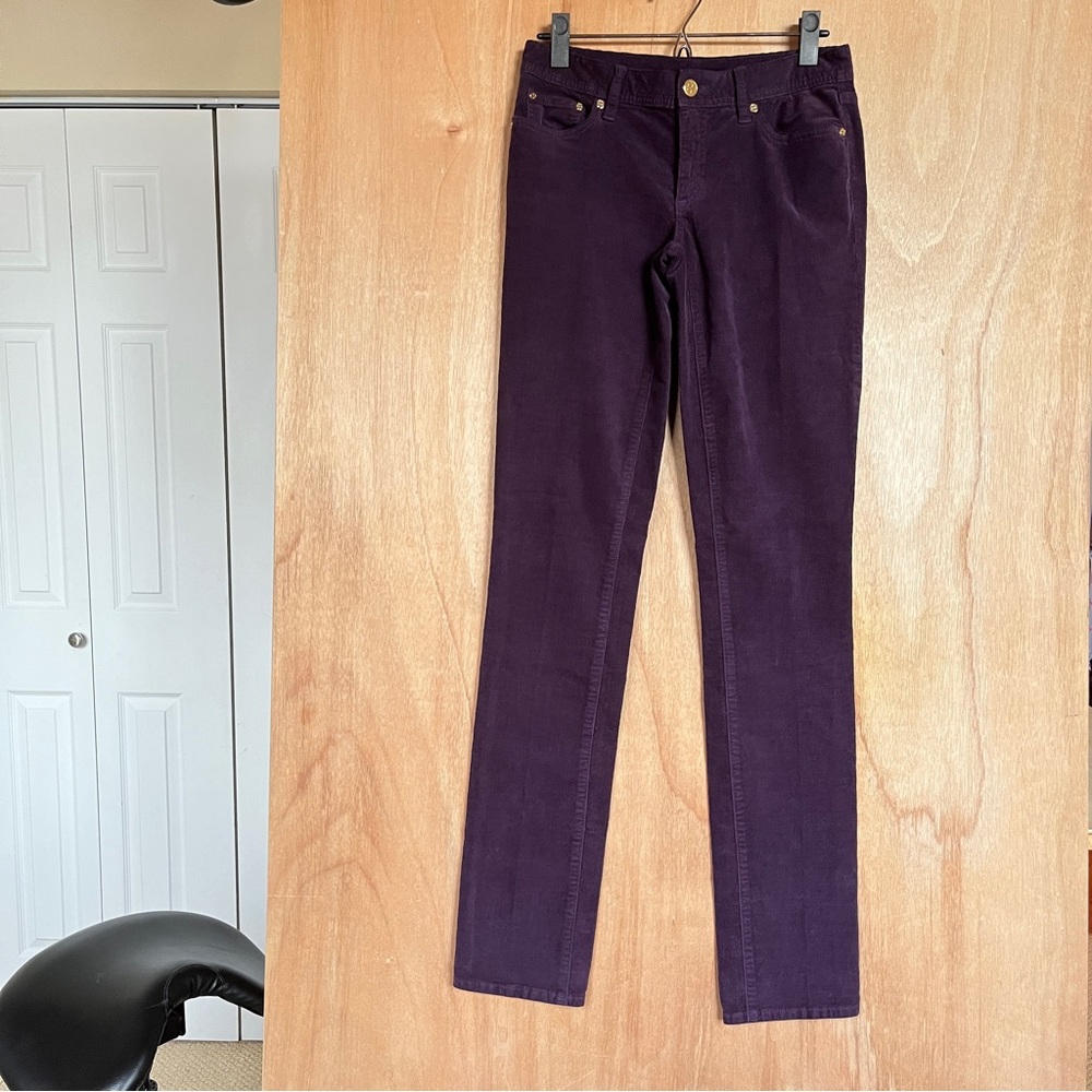 NWOT Tory Burch Super Skinny Jean Corduroy Pants Sz 26 Purple Fall/Winter Trend - Picture 6 of 7